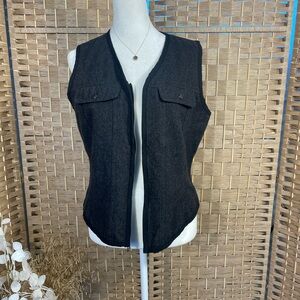 Dark Gray Sleeveless Wool Blend Vest Size Medium